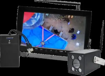 CRANEcam-set: draadloze haakcamera met batterijpack en scherm voor de kraanbestuurder