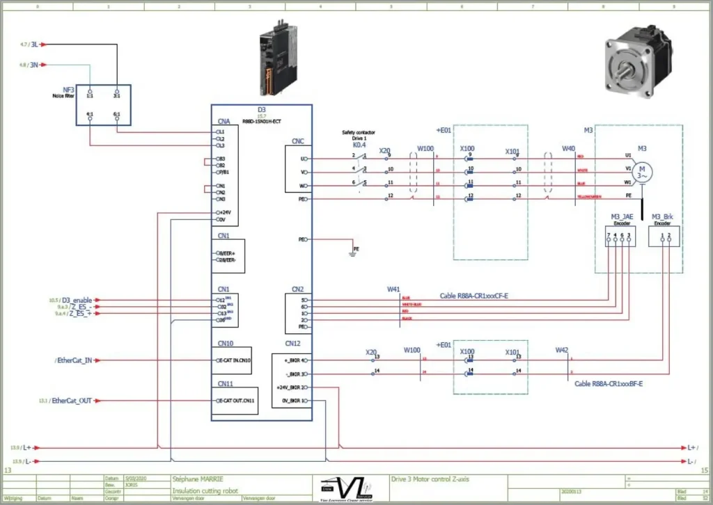 Elektrisch schema van de aandrijving